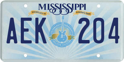 MS license plate AEK204