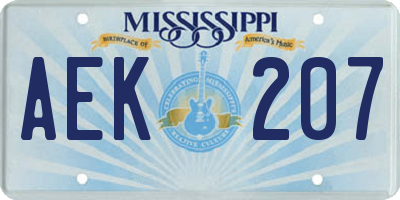 MS license plate AEK207