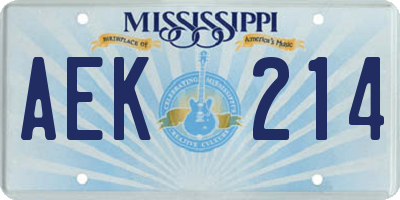 MS license plate AEK214