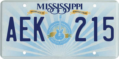 MS license plate AEK215