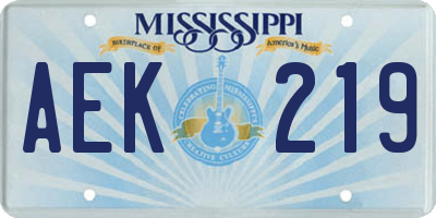MS license plate AEK219