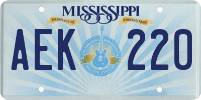 MS license plate AEK220