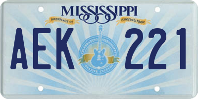 MS license plate AEK221