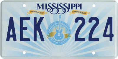 MS license plate AEK224