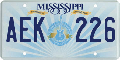MS license plate AEK226
