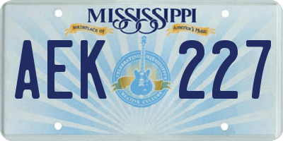 MS license plate AEK227