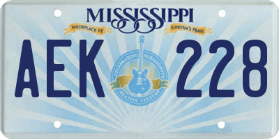 MS license plate AEK228