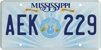 MS license plate AEK229