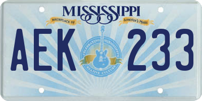 MS license plate AEK233