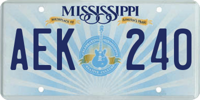 MS license plate AEK240