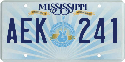 MS license plate AEK241