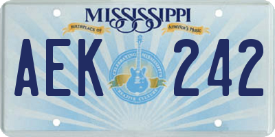 MS license plate AEK242