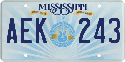 MS license plate AEK243
