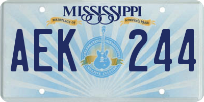 MS license plate AEK244