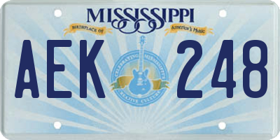 MS license plate AEK248