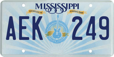 MS license plate AEK249
