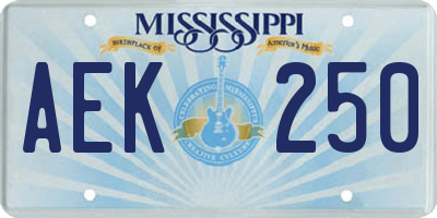 MS license plate AEK250