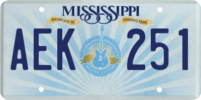 MS license plate AEK251