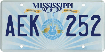 MS license plate AEK252