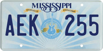 MS license plate AEK255