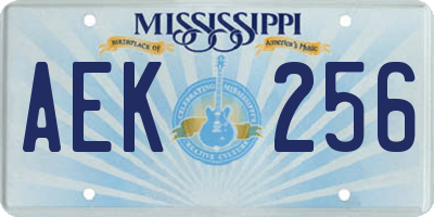 MS license plate AEK256