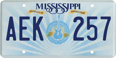 MS license plate AEK257