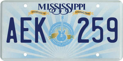 MS license plate AEK259