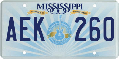 MS license plate AEK260