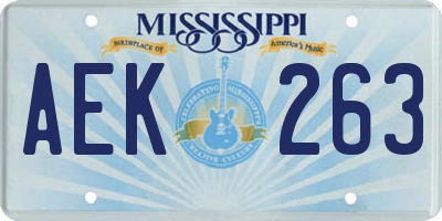 MS license plate AEK263