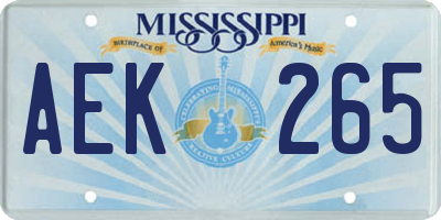MS license plate AEK265