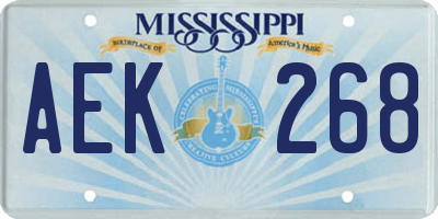 MS license plate AEK268