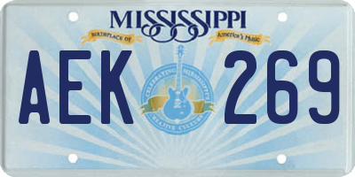 MS license plate AEK269