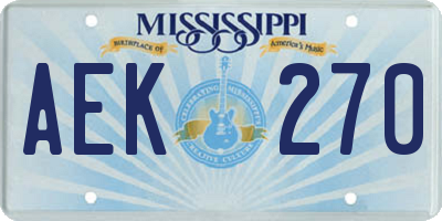 MS license plate AEK270