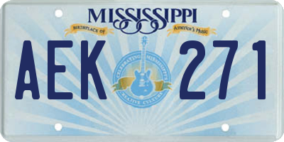 MS license plate AEK271