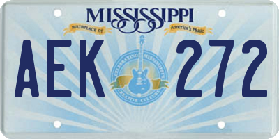 MS license plate AEK272