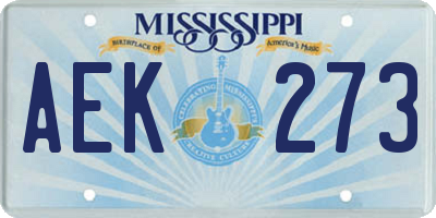 MS license plate AEK273