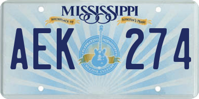 MS license plate AEK274