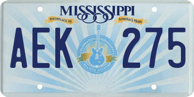MS license plate AEK275