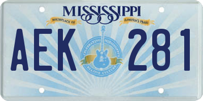 MS license plate AEK281