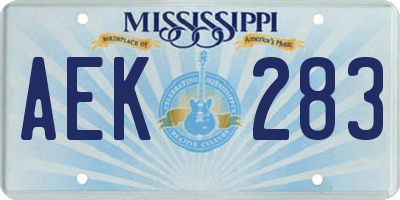 MS license plate AEK283