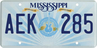MS license plate AEK285