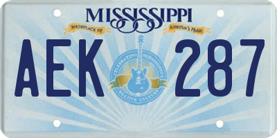 MS license plate AEK287