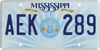MS license plate AEK289