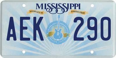 MS license plate AEK290
