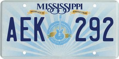 MS license plate AEK292
