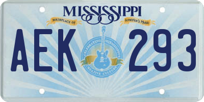 MS license plate AEK293