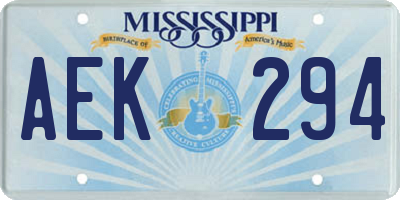 MS license plate AEK294