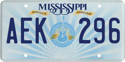 MS license plate AEK296
