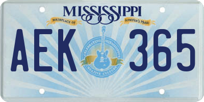 MS license plate AEK365