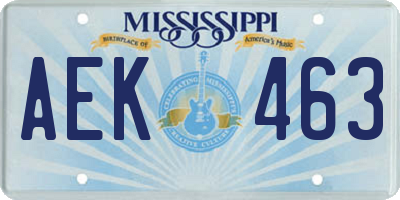 MS license plate AEK463